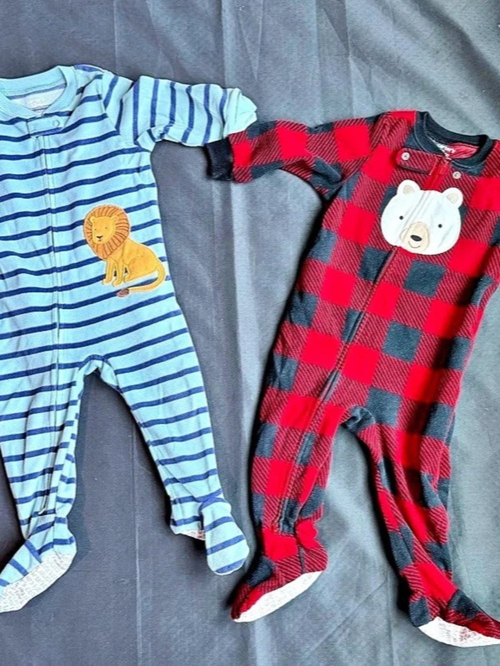 Carter's Fleece Footed Pajamas Baby Set Blue & Red